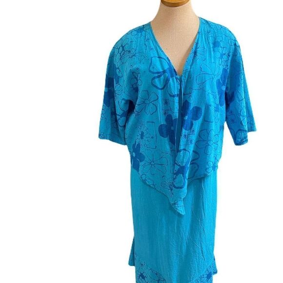 Peanut Punch Casual Wear Blue Lagenlook 2 Pc Dress Set Size Small Medium - Picture 2 of 15